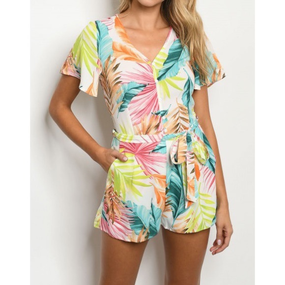 White tropical romper - Picture 2 of 3